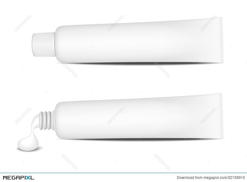 Blank White Toothpaste Tube Design Mockup Set Isolated Clipping Clear