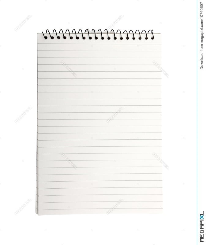 Isolated Note Book Empty Page Lined Writing Line Pad On White Background  Spiral Binding Notebook Notes Paper Notepad Write Memo Stock Photo 10760607  - Megapixl