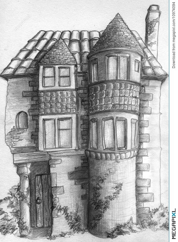 Old house hand drawn sketch Royalty Free Vector Image