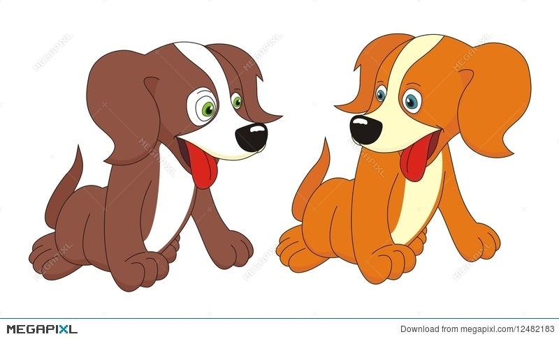 Two Dogs Cartoon Vector Illustration Illustration 12482183 - Megapixl