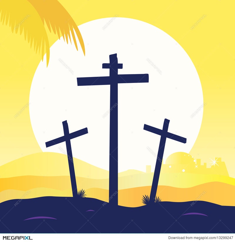 Jesus Crucifixion - Calvary Scene With Three Cross Illustration 13299247 -  Megapixl