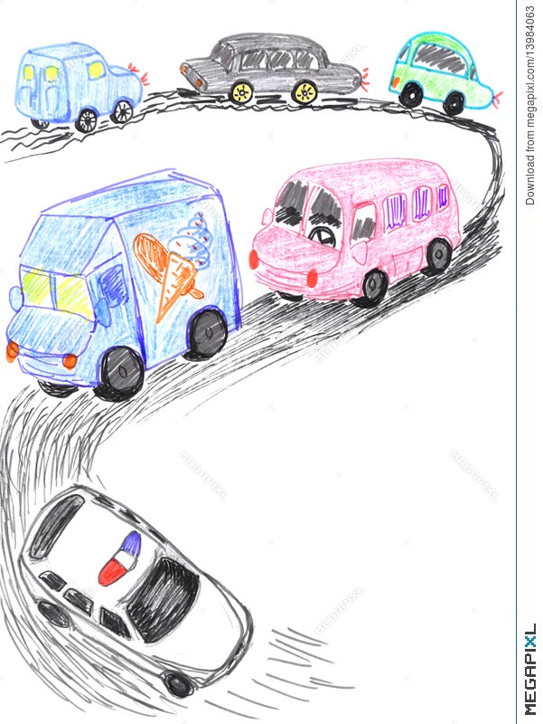 Traffic Jam. Cars on Road. Sketch for your design - Stock Illustration  [74521442] - PIXTA