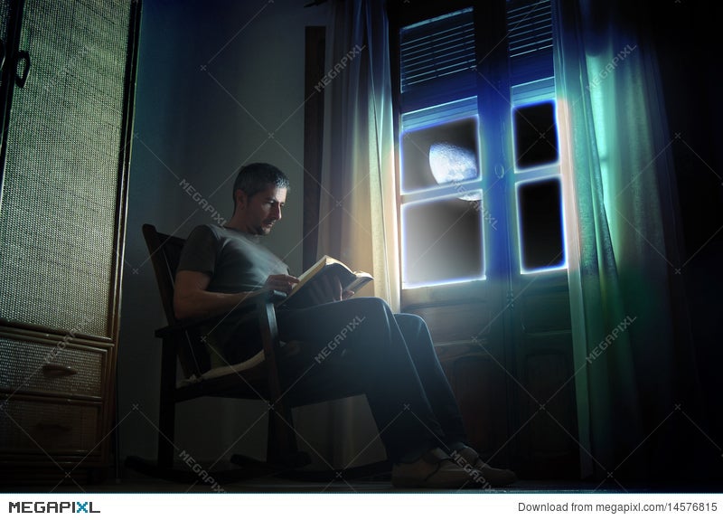Reading Under The Moonlight Stock Photo Megapixl