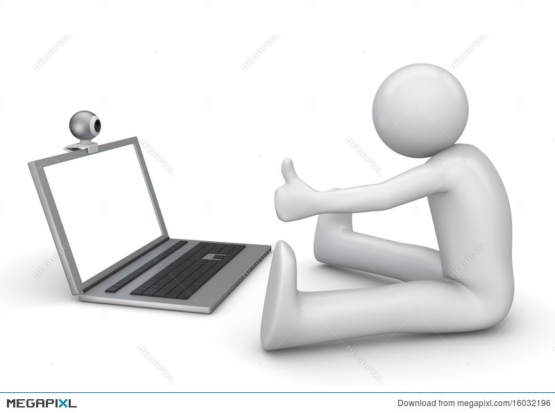 Videochat: Man, Webcam, Copyspace Laptop Screen Illustration 16032196 -  Megapixl