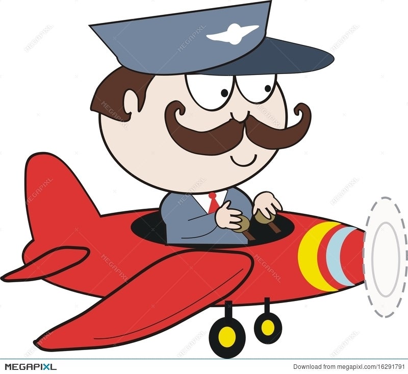Pilot In Plane Cartoon Illustration 16291791 - Megapixl