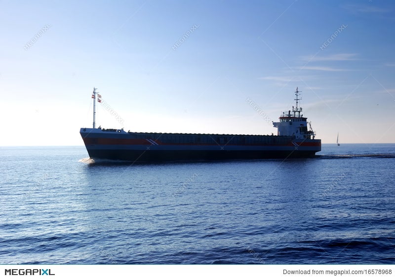 Cargo Ship Silhouette Stock Photo Megapixl