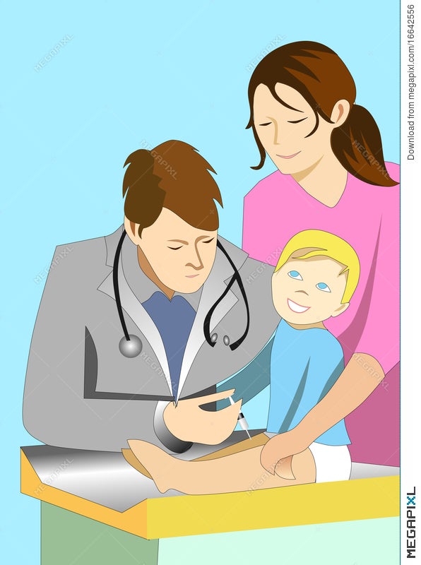Illustration Of Doctor Giving Injection To A Baby Illustration 16642556 -  Megapixl