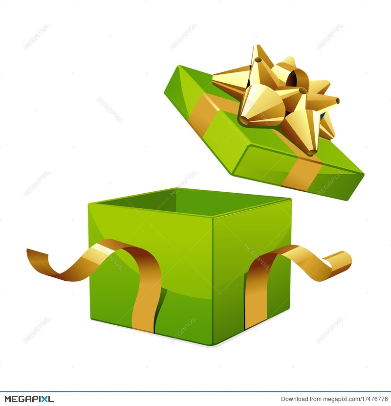 Open Gift Box With Glossy Gold Bow Illustration 17476776 - Megapixl