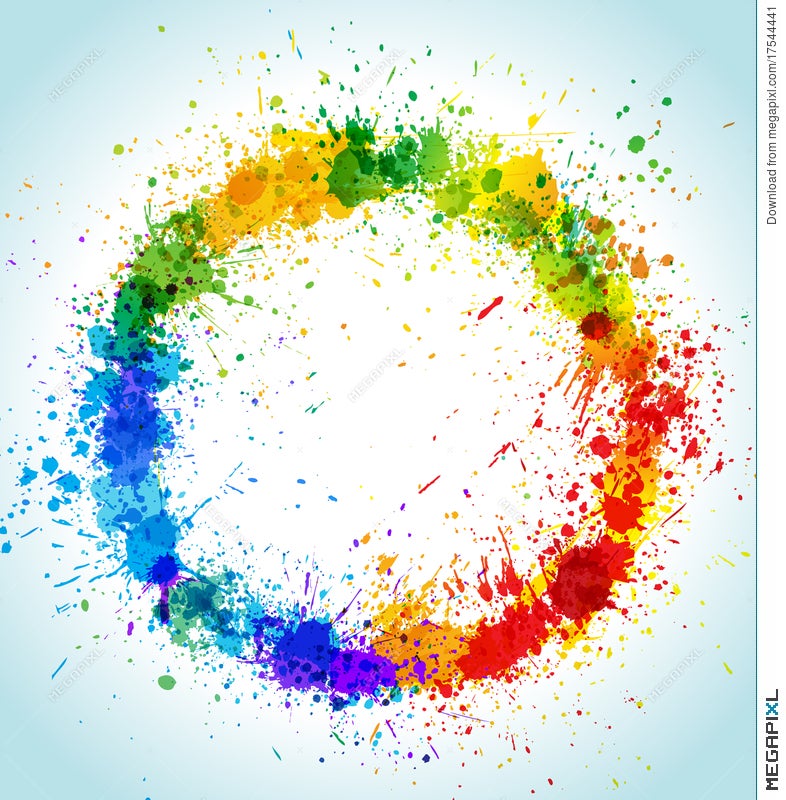 Color Paint Splashes Round Background Illustration 17544441 - Megapixl