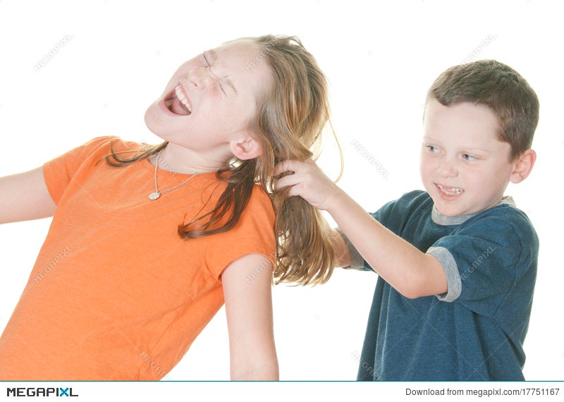 Young Boy Pulling Girl S Hair Stock Photo 17751167 Megapixl