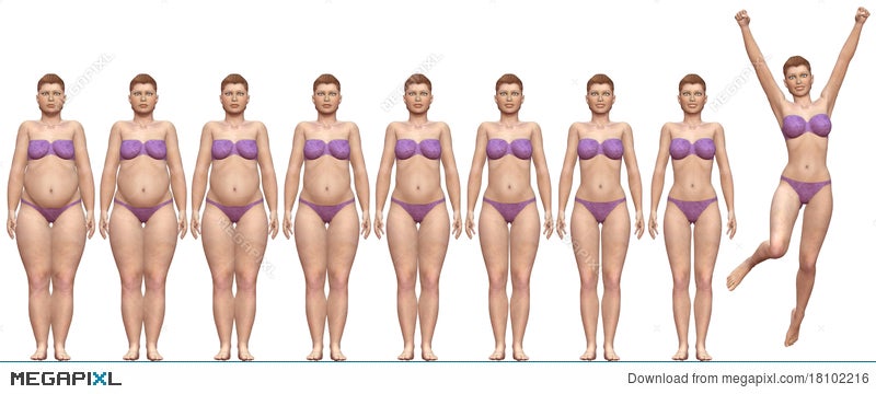 Fat Fit Before After Diet Weight Success Woman Illustration Megapixl