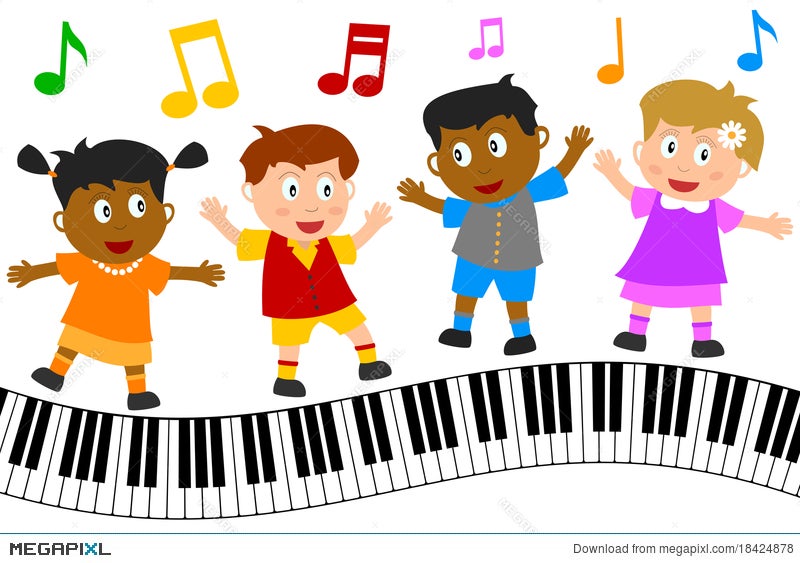 Kids Dancing On Piano Keyboard Illustration 18424878 - Megapixl