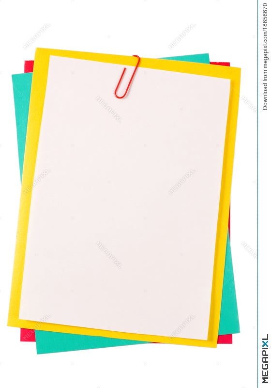 Colour Paper With A Paper Clip Stock Photo 18656670 - Megapixl