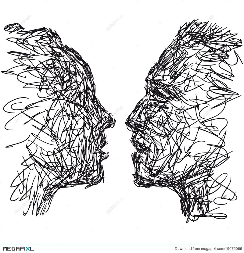 Sketch silhouette of face of elderly couple Vector Image