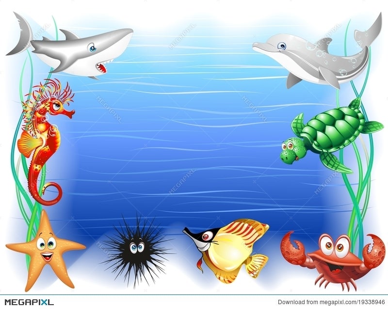 Sea Animals Cartoon Background Illustration 19338946 - Megapixl