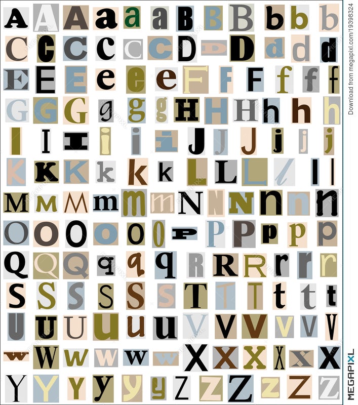 Alphabet Letters Magazine Newspaper Style Illustration Megapixl