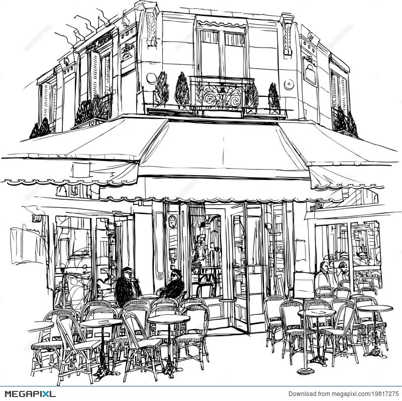 paris cafe drawing