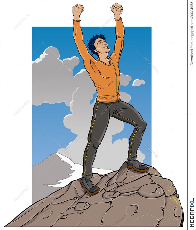 man standing on mountain clipart free