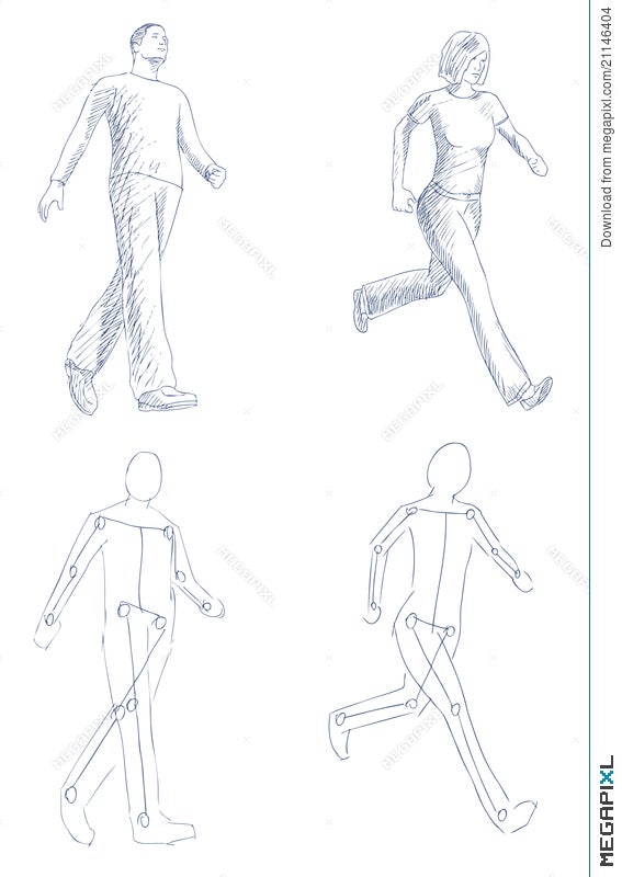 Instant sketch walking people  Stock Illustration 82186560  PIXTA