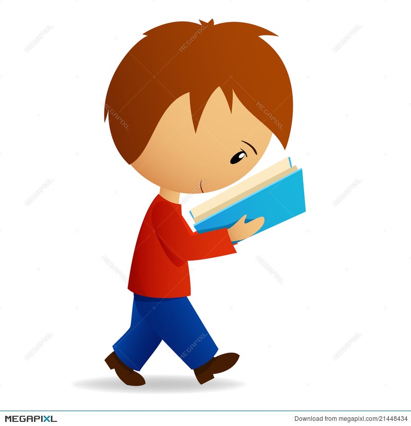 Young Cartoon Male Student Walking And Reading Illustration 21448434 -  Megapixl