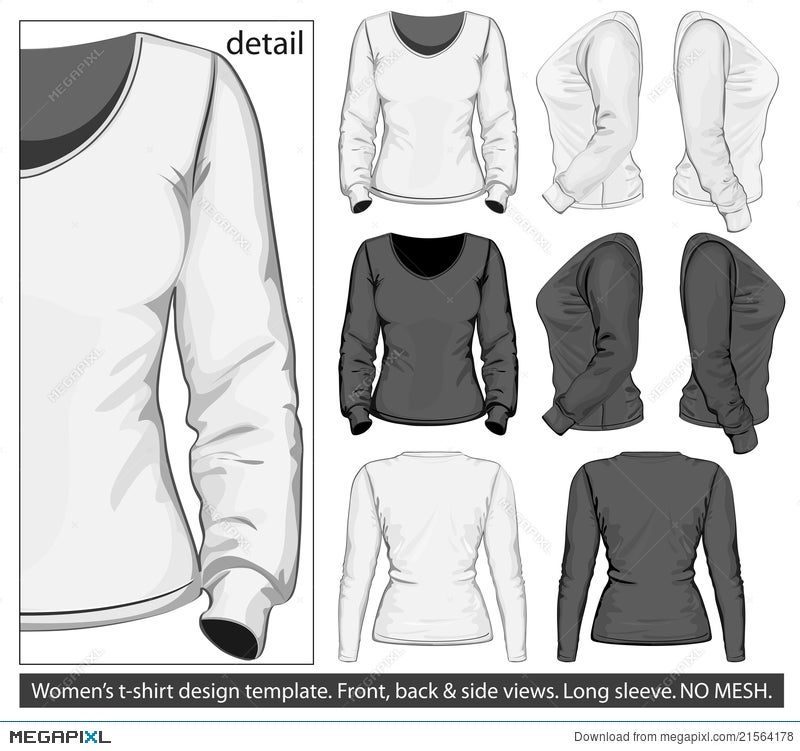 Download Women S T Shirt Design Template Long Sleeve Illustration 21564178 Megapixl