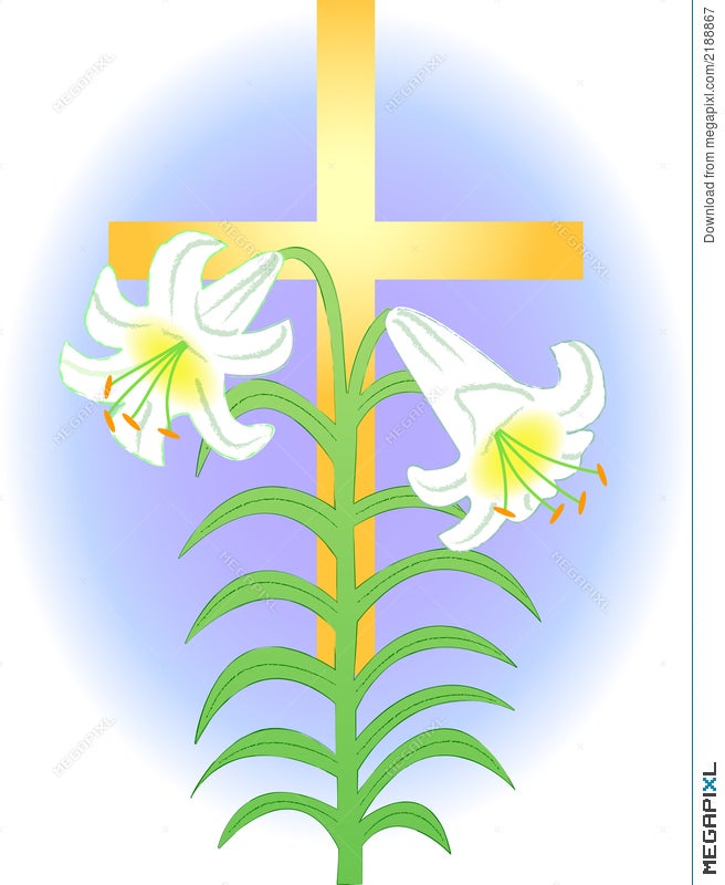 cross with lilies clipart