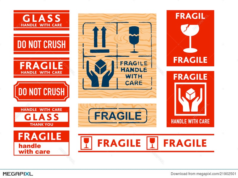 Handle With Care Stickers Illustration Megapixl