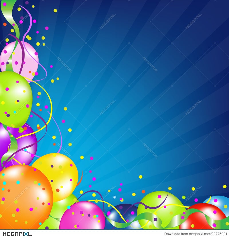 Birthday Background With Balloons And Sunburst Illustration