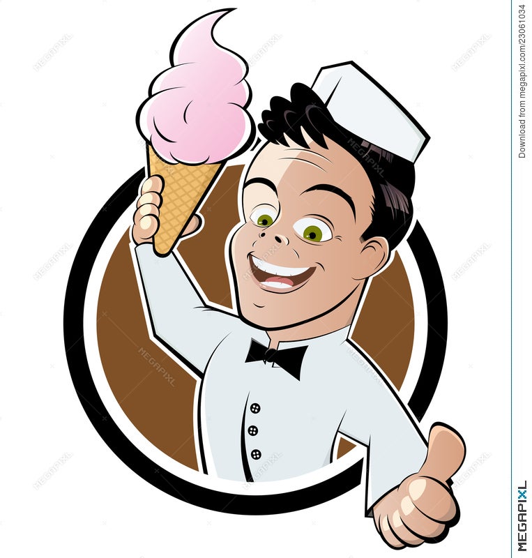 Happy Ice Cream Man Illustration Megapixl