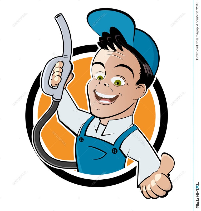 Gas Station Cartoon Man Illustration 23072318 Megapixl