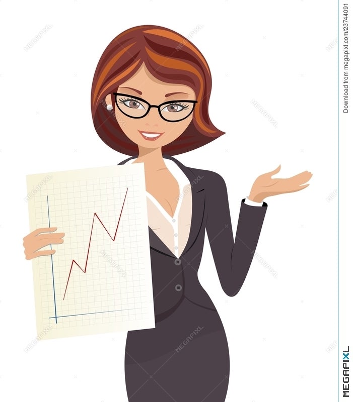 Successful Business Woman Showing Results Illustration 23744091 - Megapixl