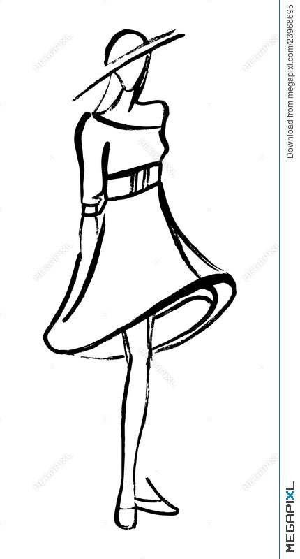 Fashion models sketch girl in dress Royalty Free Vector