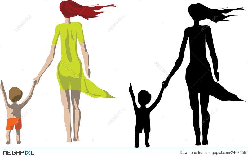 Silhouette Mother And Son Illustration 2467255 Megapixl