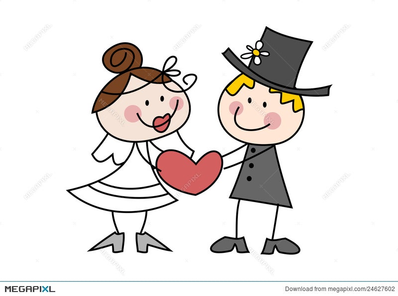 Cute Cartoon Wedding Couple Illustration 24627602 - Megapixl