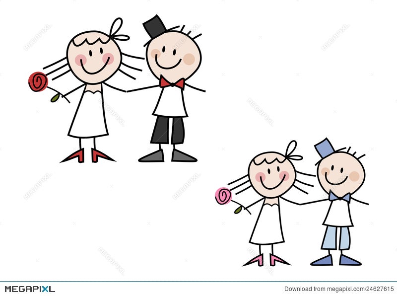 Cute Cartoon Wedding Couple Illustration 24627615 - Megapixl