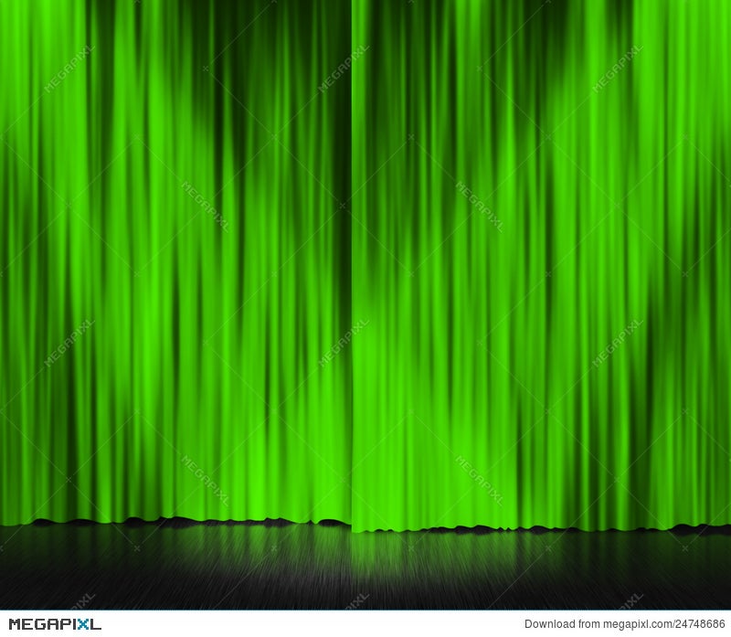 Green Curtain Stage Background Stock Photo 24748686 - Megapixl