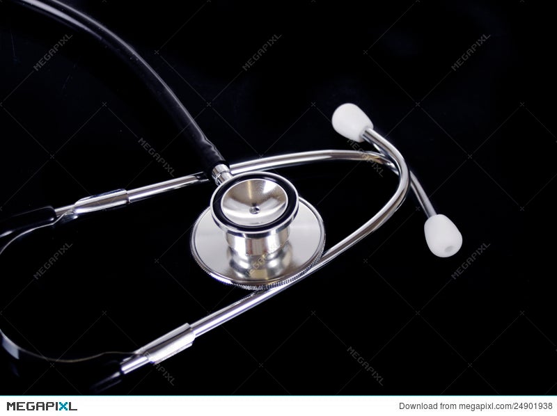 Stethoscope On Black Background Stock Photo 24901938 - Megapixl