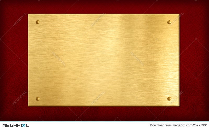 Gold Plaque On Red Background Stock Photo 25997931 - Megapixl