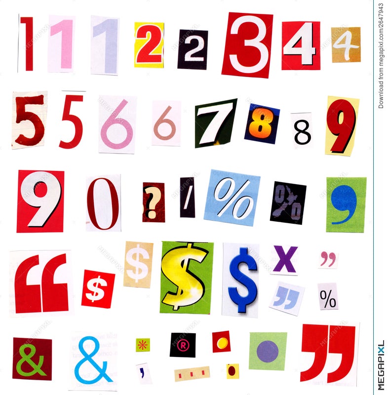 Numbers Magazine Cutouts Stock Photo Megapixl