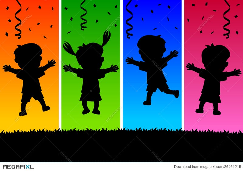 Kids Jumping Silhouettes Illustration 26461215 - Megapixl