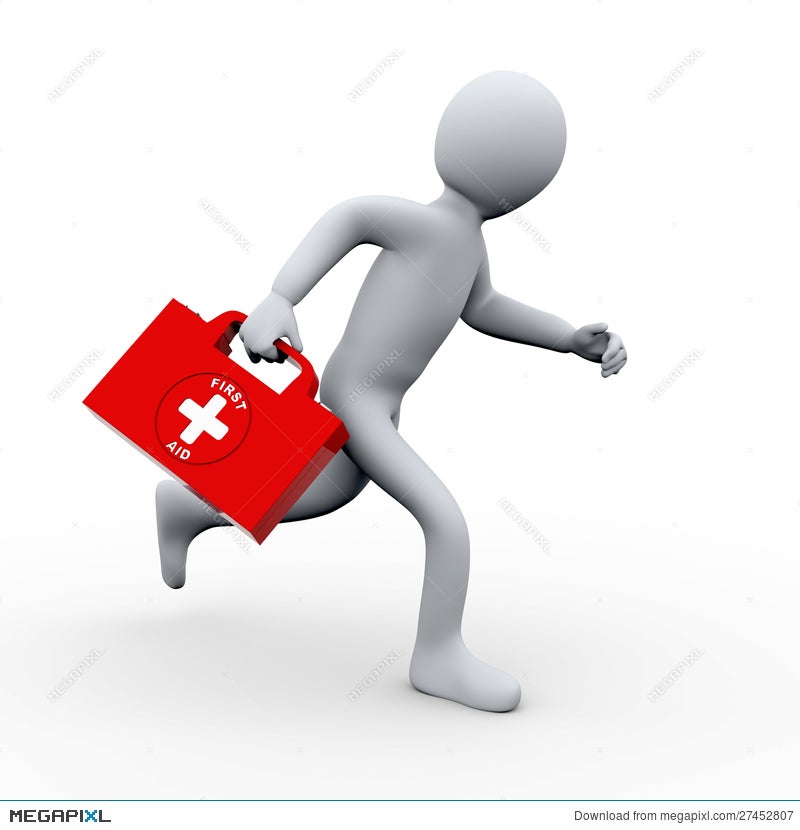 3D Man Running With First Aid Kit Illustration 27452807 - Megapixl