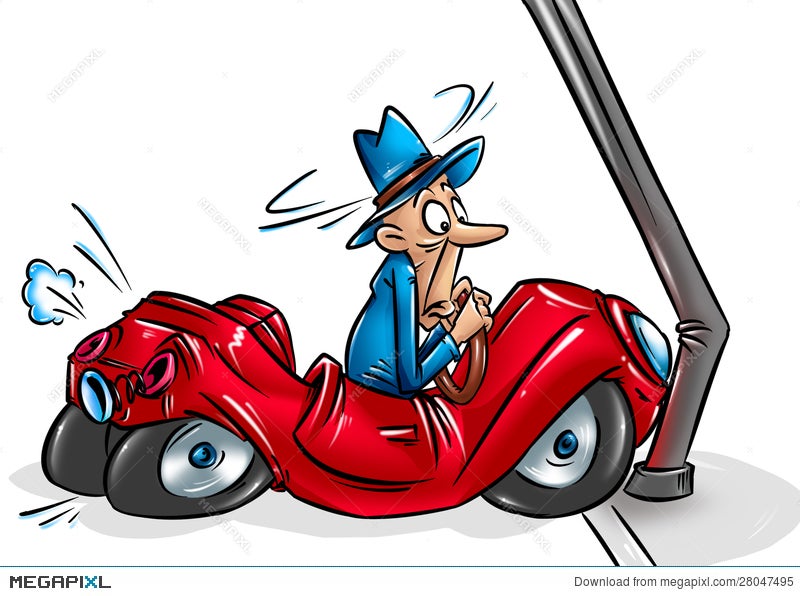 Car Accident Cartoon Illustration 28047495 - Megapixl