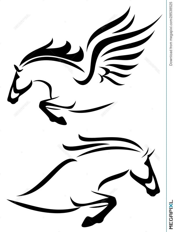 Horse And Pegasus Illustration 28538525 Megapixl