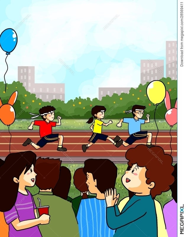 Family Cheering At School Sport Day Illustration 28569411 - Megapixl