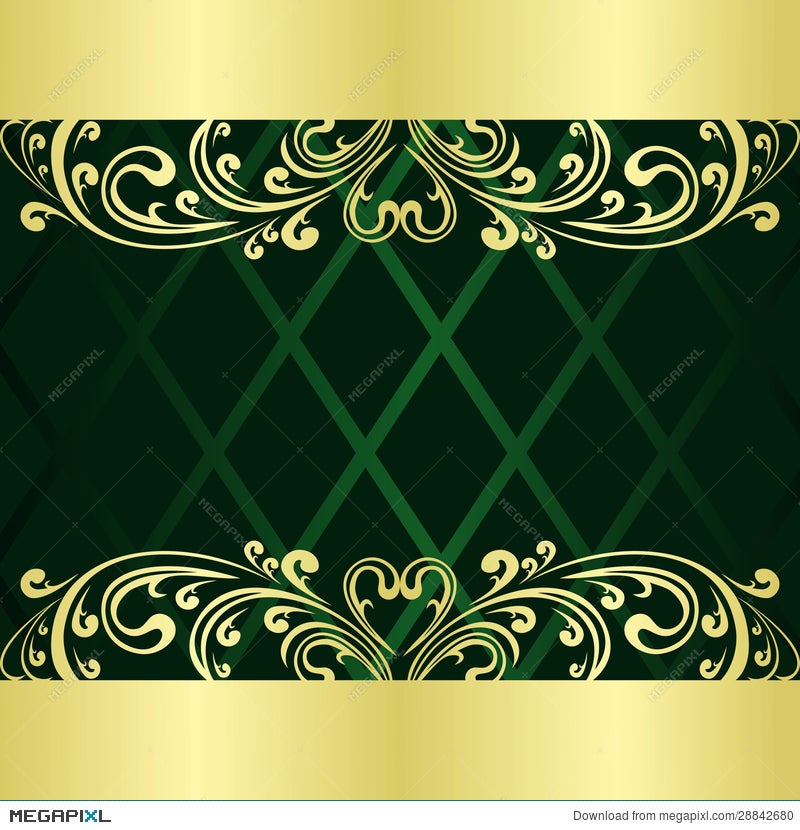 Rifle-Green Background Decorated A Gold Border. Illustration 28842680 -  Megapixl