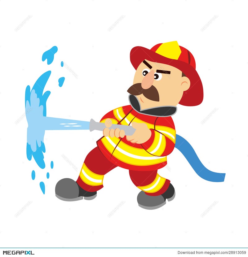 An Illustration Of Cartoon Fireman Illustration 28913059 - Megapixl