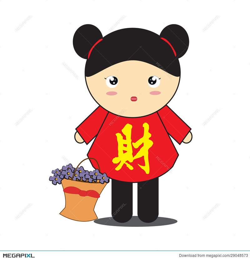 Chinese Girl Cartoon Illustration 29048573 - Megapixl