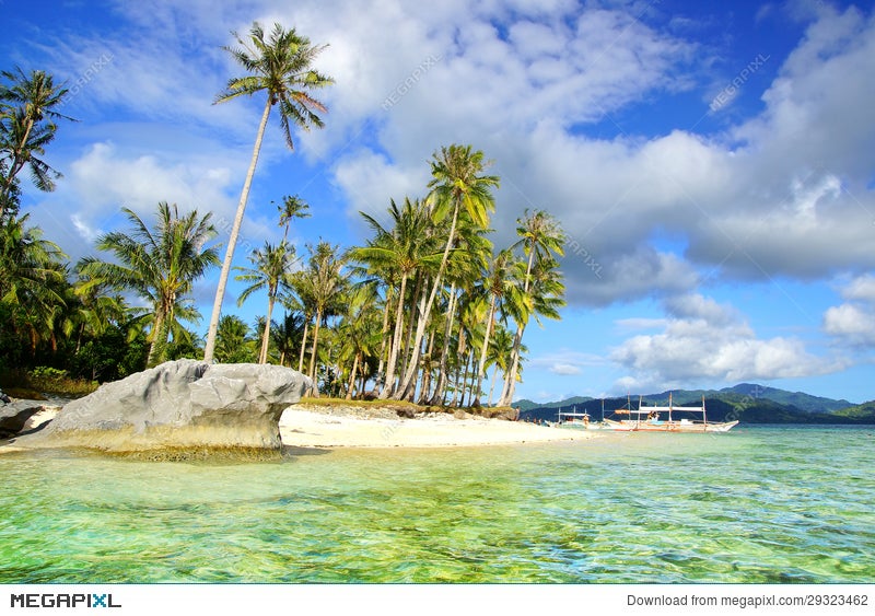 Beach At Helicopter Island El Nido Philippines Stock Photo