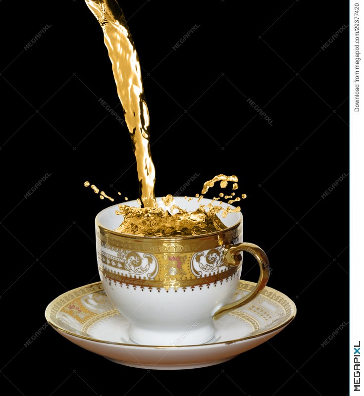 Pouring Coffee In The Cup Isolated On Black Pouring Coffee In The Cup Isolated On Black