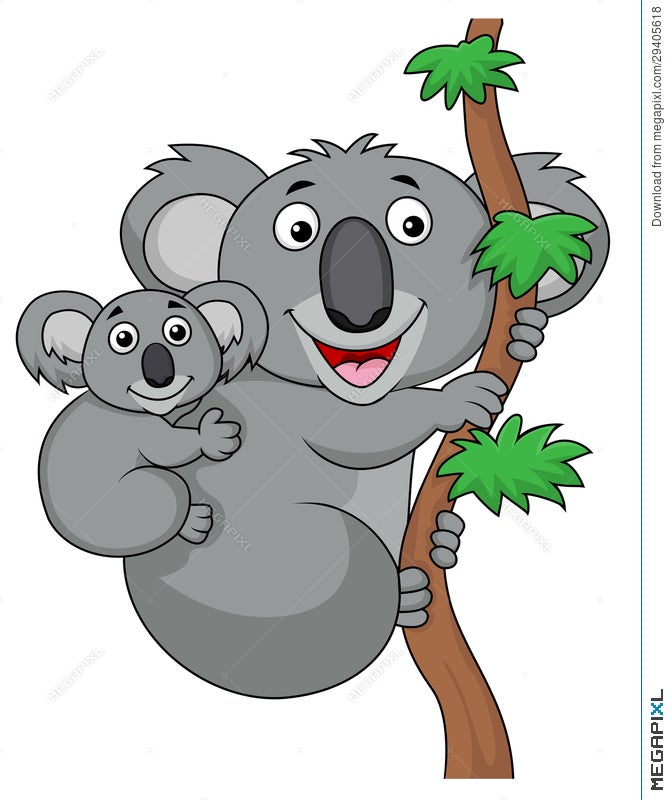 Mother And Baby Koala Cartoon Illustration 29405618 - Megapixl